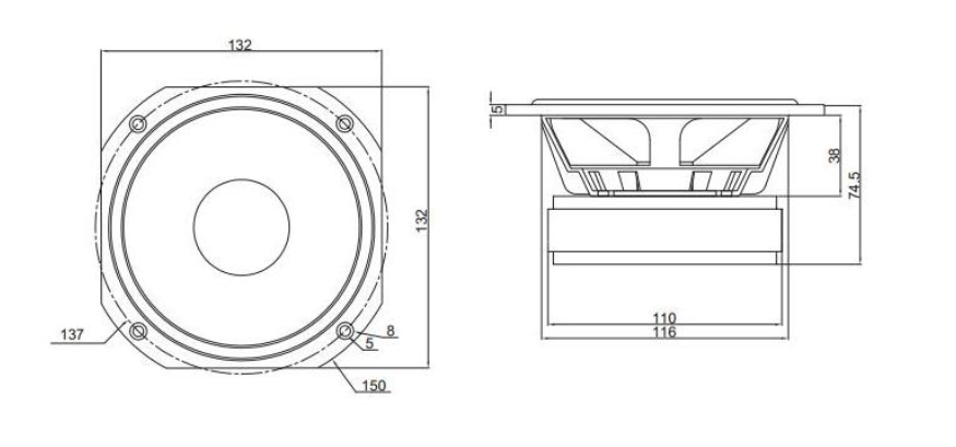 FOUNTEK 5.25인치 FD135D-II 미드레인지