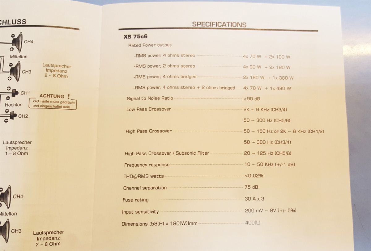 독일 글라덴 XS75c6채널 앰프