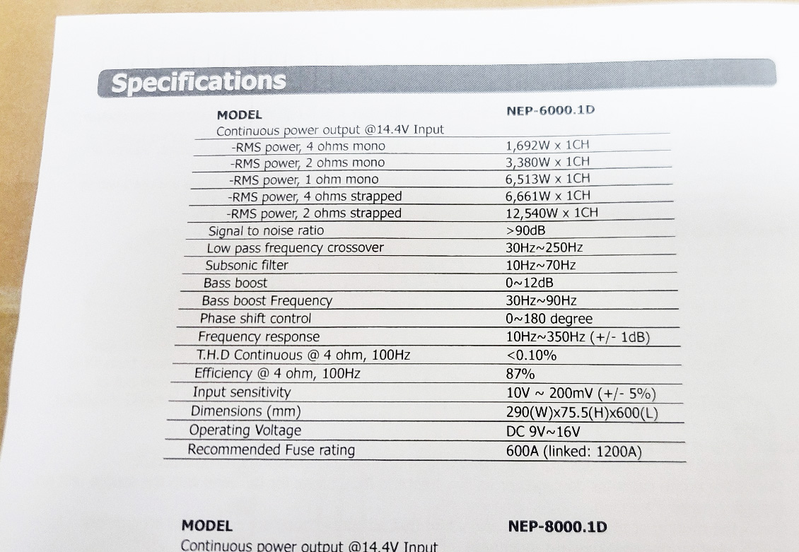 NEP 6000D 대출력 우퍼전용 앰프